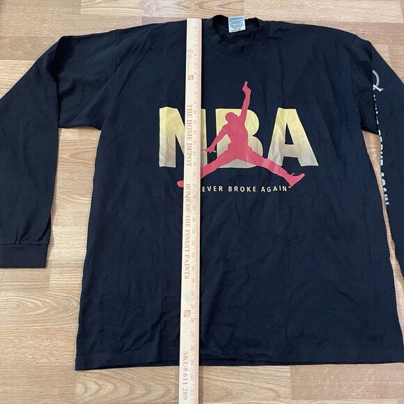 Mens Pro Club NBA “Never Broke Again” Graphic Logo Long Sleeve 2XL Black Jumpman - Picture 3 of 10